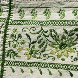 Exquisite Vtg Hand-Embroidered Linen Tablecloth